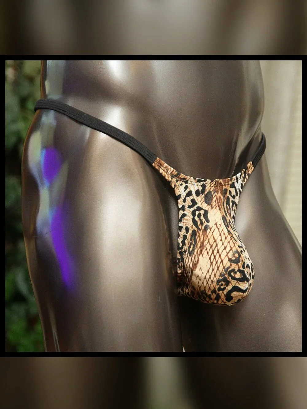Mens Leopard Print Teardrop HighWaist thin Sides Thong Handmade